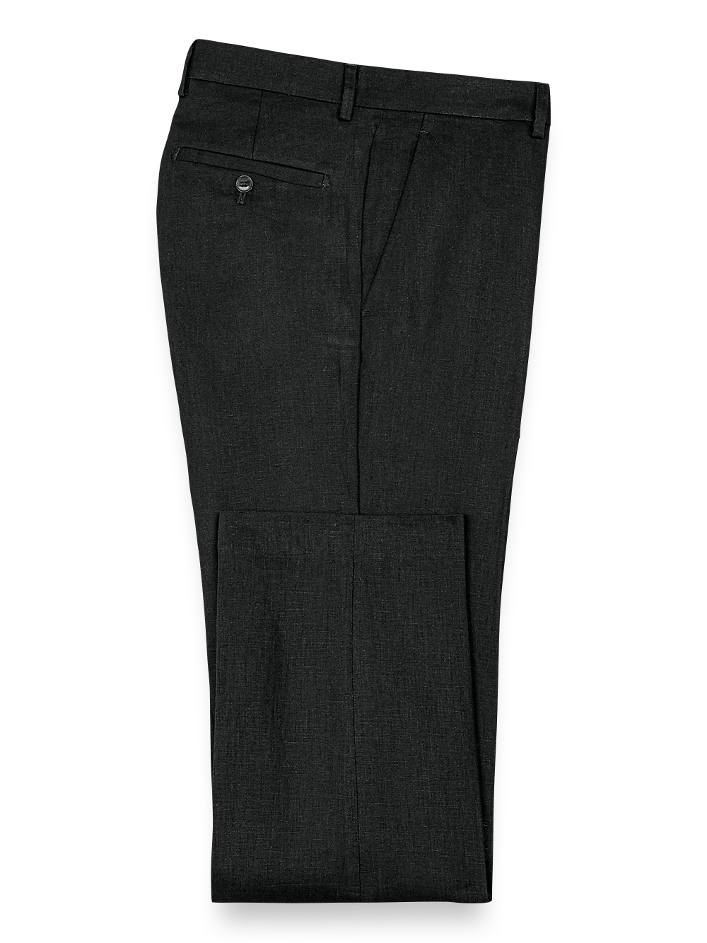 Linen Flat Front Pants - Black