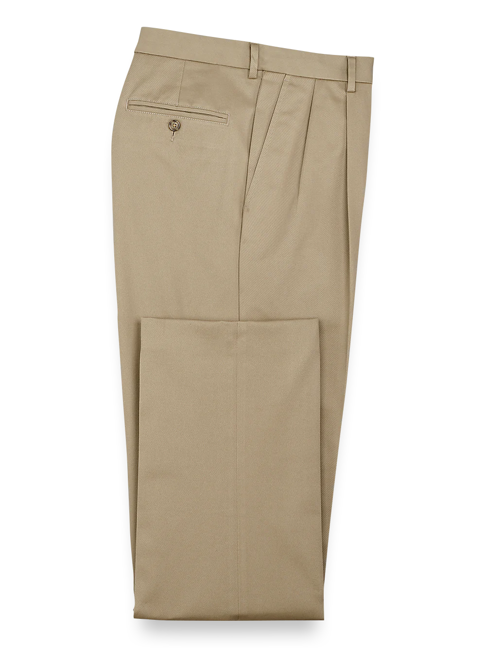 Impeccable Cotton Chino Pleated Pants - Khaki