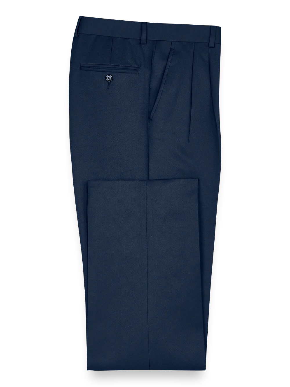 Solid Microfiber Pleated Pants - Navy