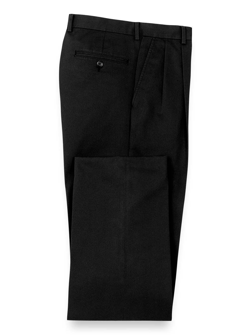 Non Iron Chino Pleated Pants - Black