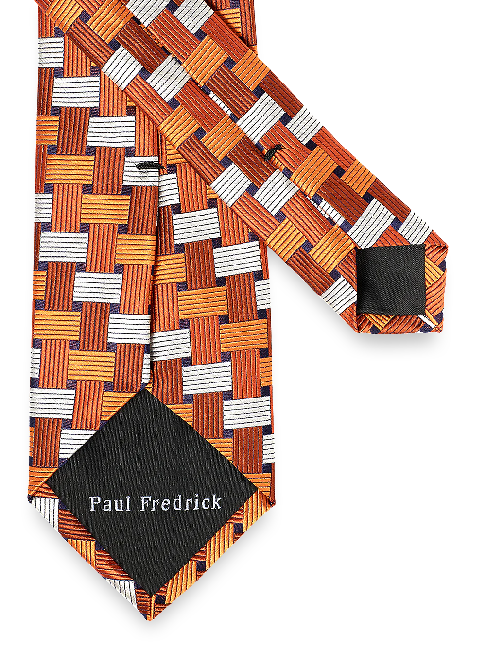 Basketweave Woven Silk Tie - Orange Multi