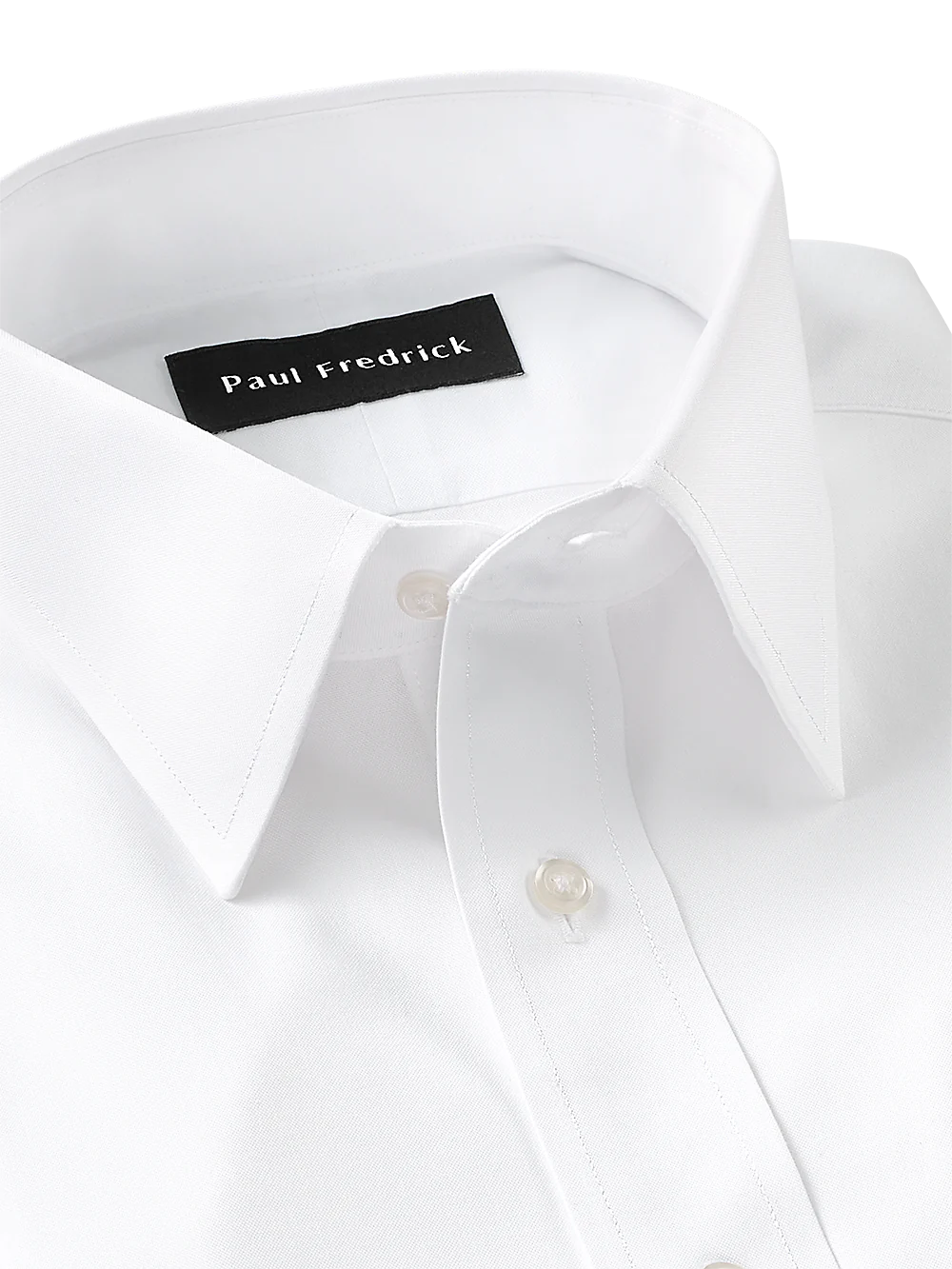 Impeccable Non-Iron Cotton Pinpoint Solid Color Straight Collar Dress Shirt - White