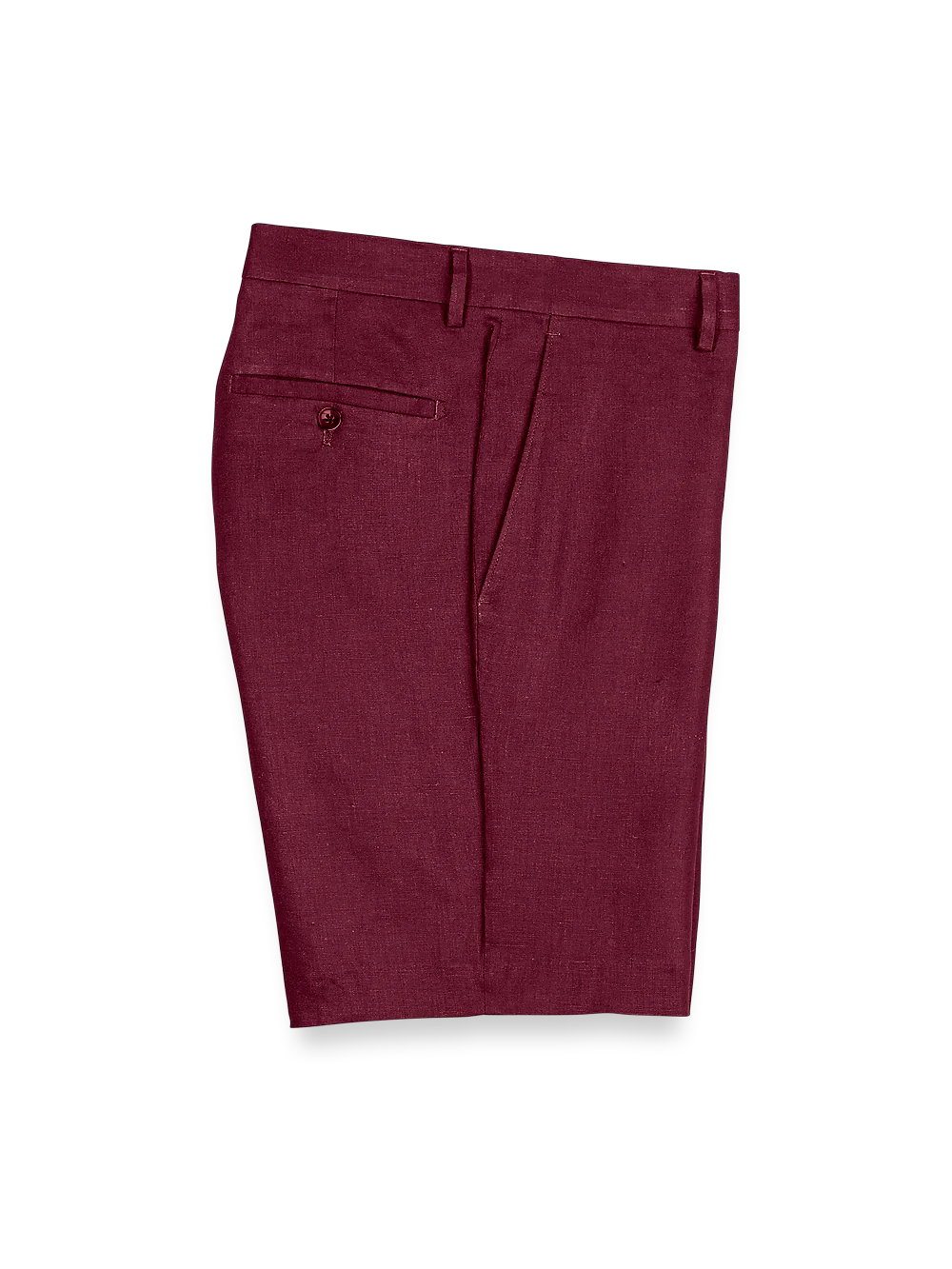 Linen Flat Front Shorts - Burgundy