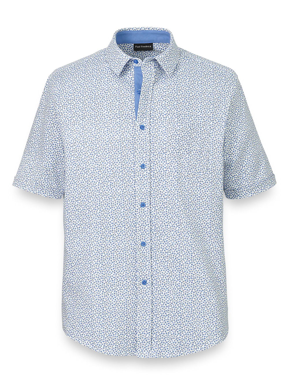 Cotton Button Front Polo - Light Blue/white