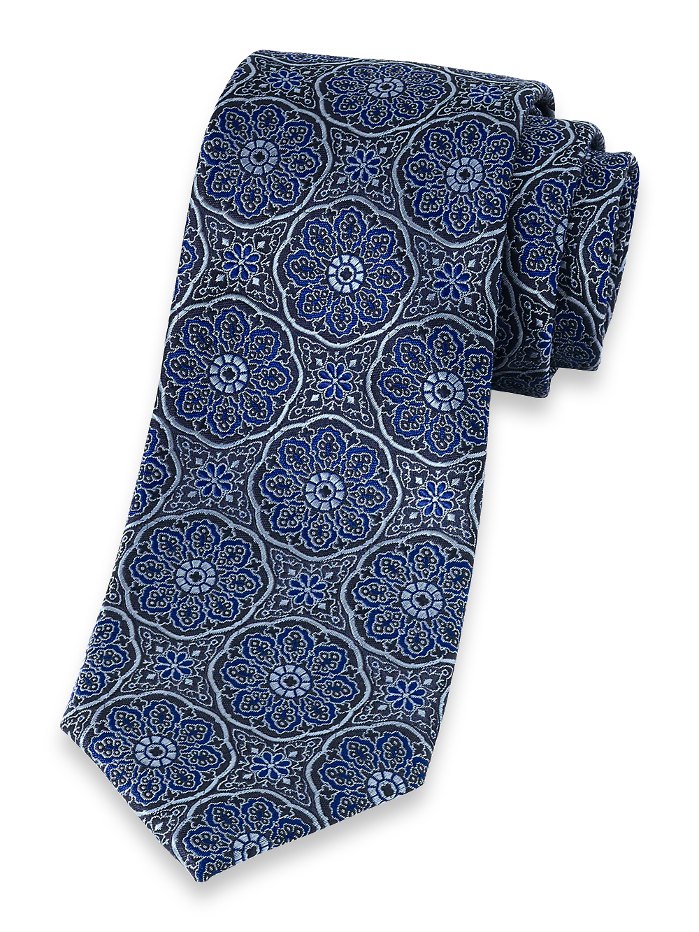 Medallion Woven Silk Tie - Blue