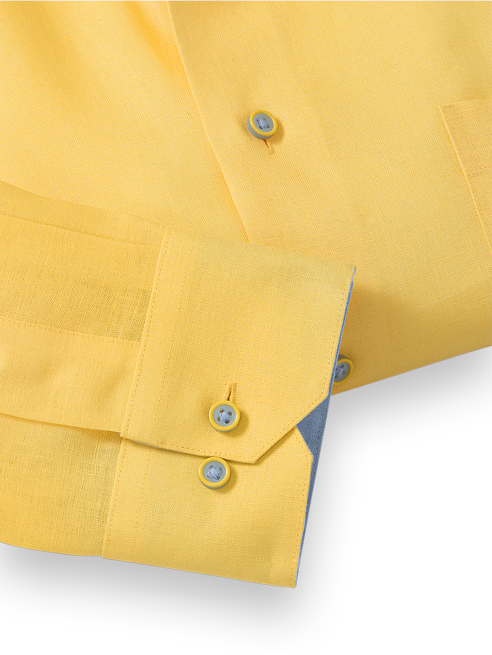 Non-Iron Linen Solid Dress Shirt With Contrast Trim - Yellow