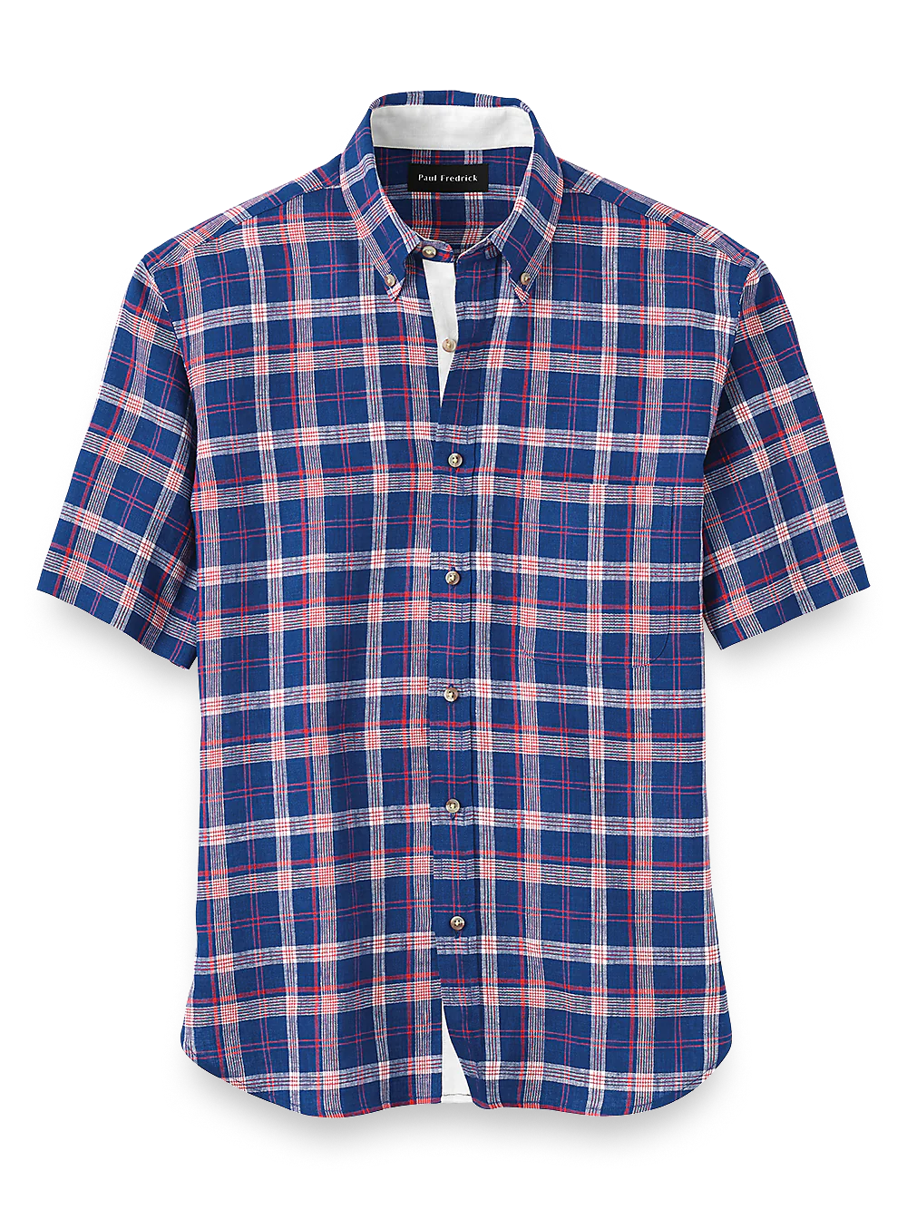 Linen Plaid Casual Shirt - Blue/red