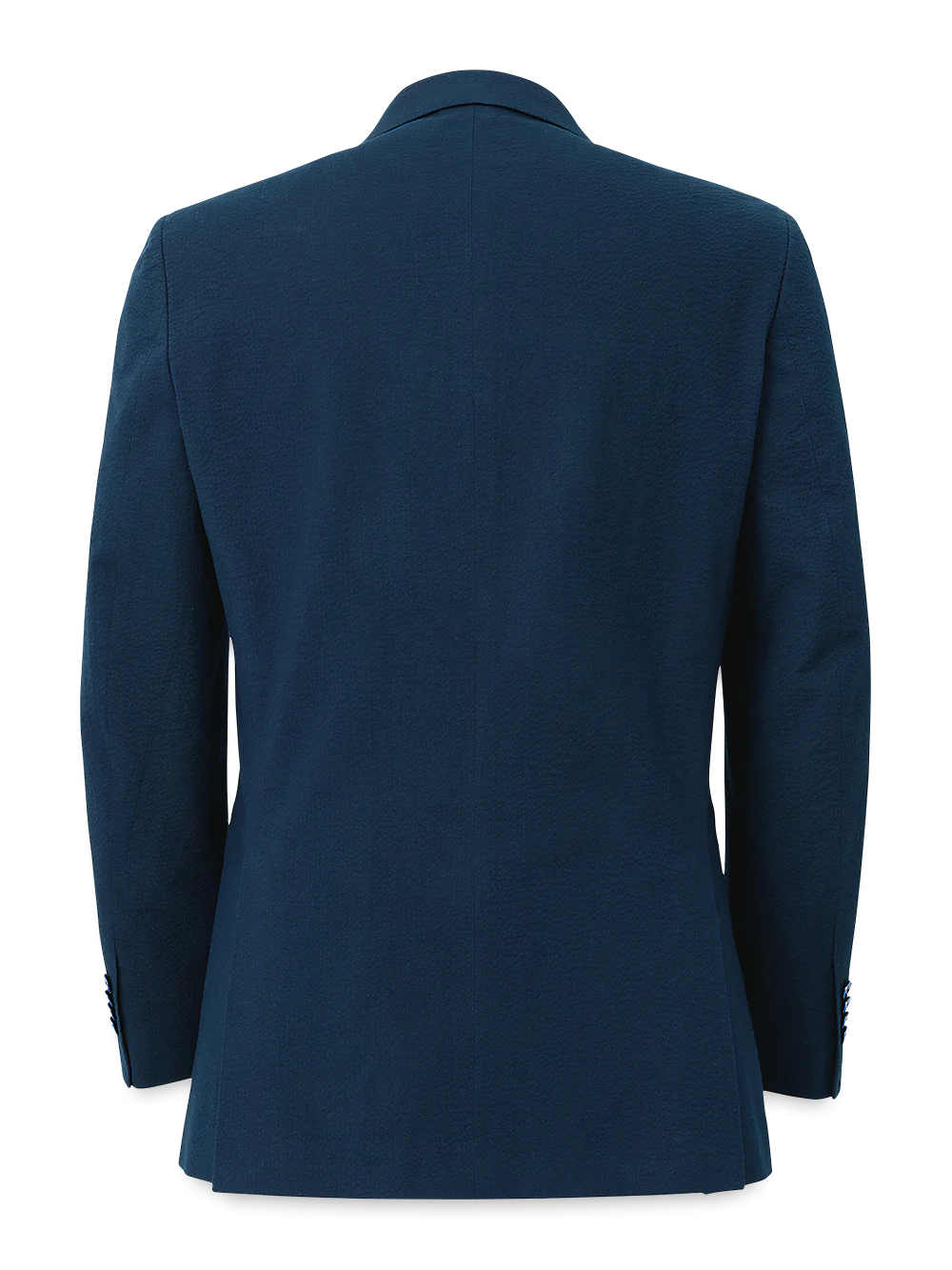 Cotton Stretch Seersucker Notch Lapel Suit Jacket - Navy