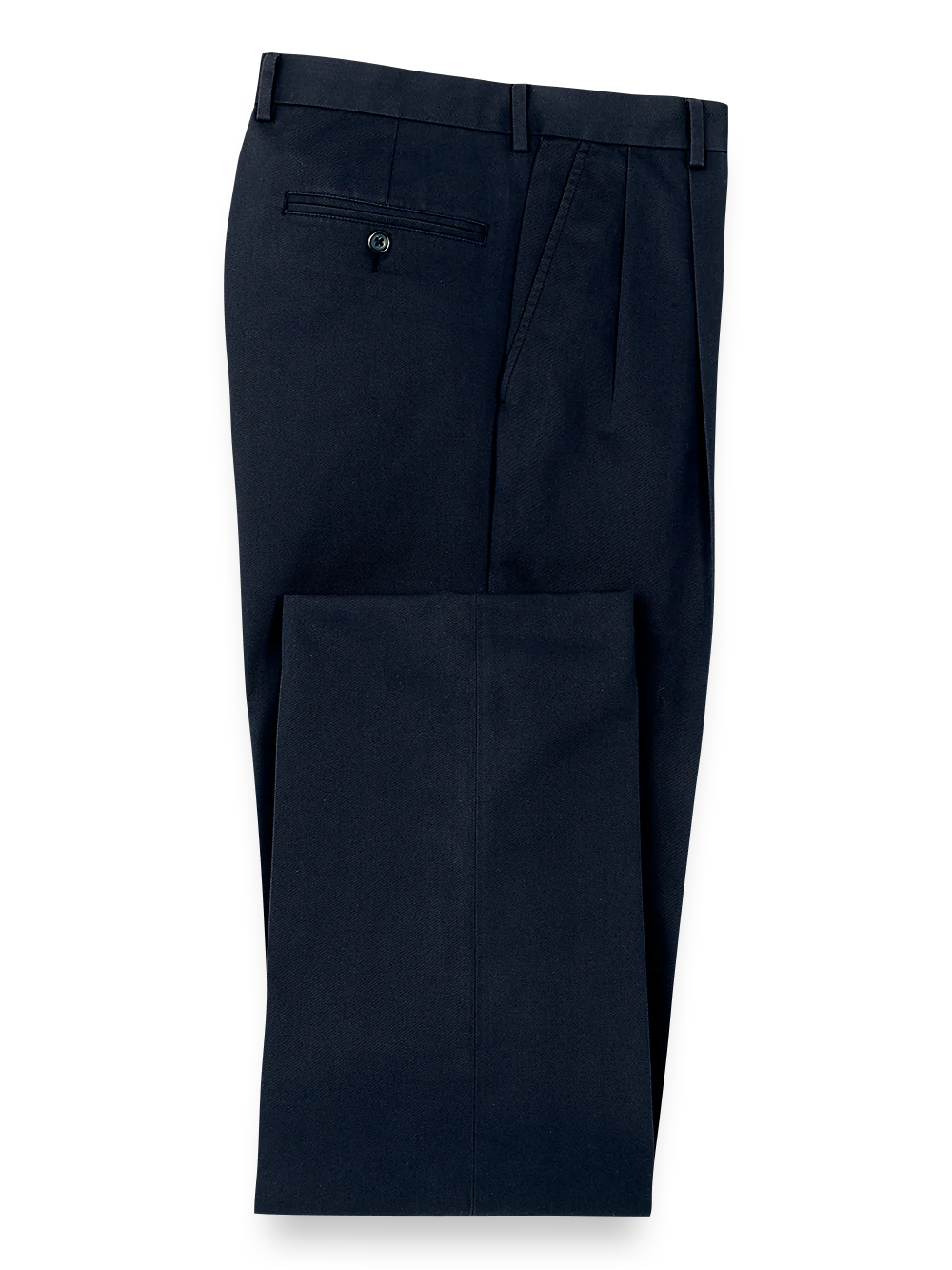 Non Iron Chino Pleated Pants - Navy