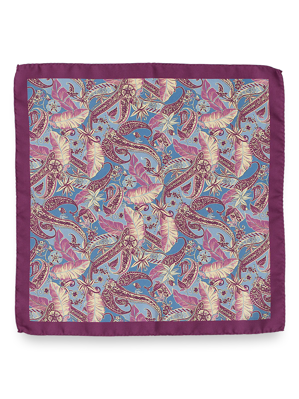 Paisley Silk Pocket Square - Blue/berry