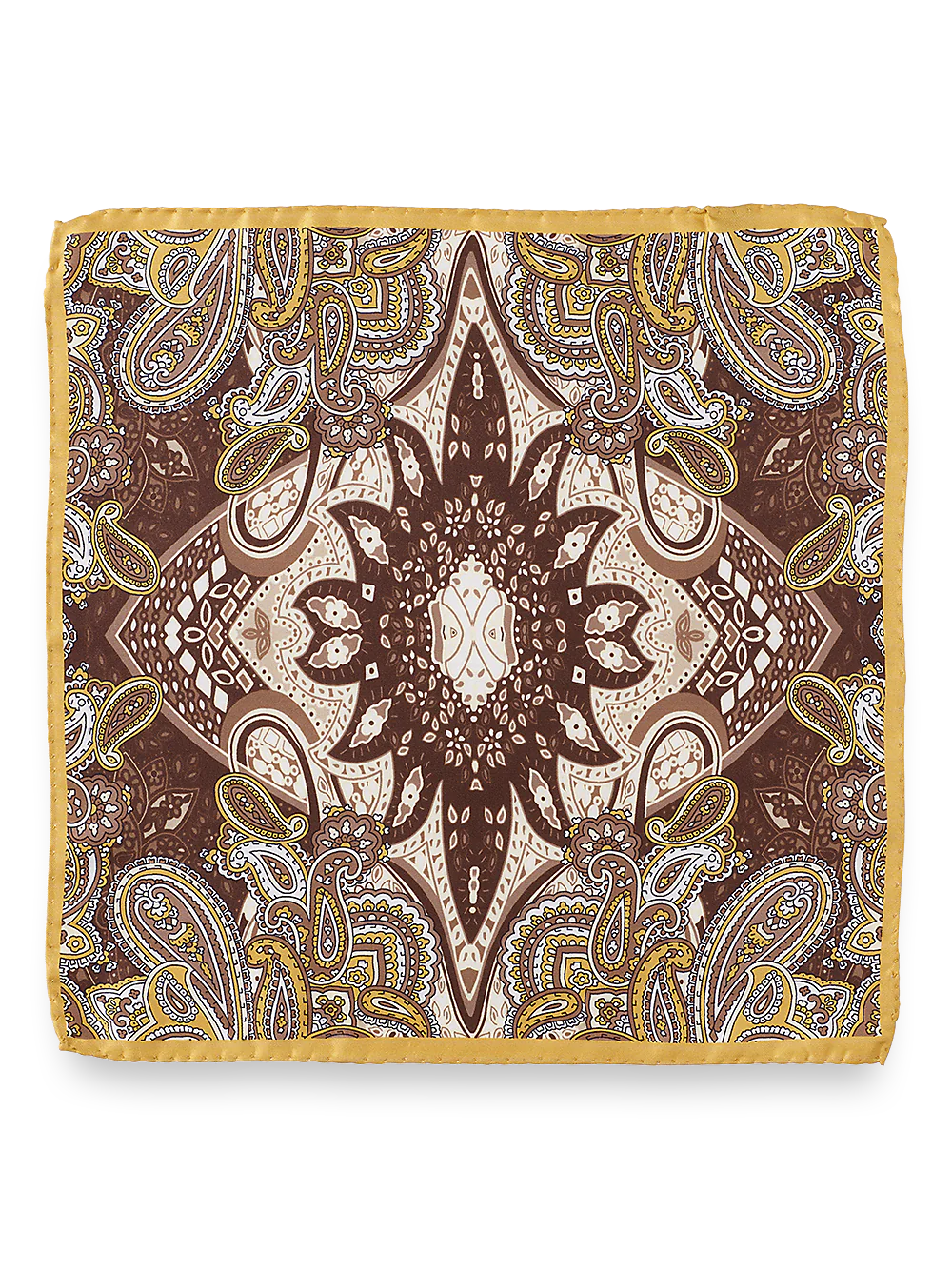 Paisley Silk Pocket Square - Gold/brown