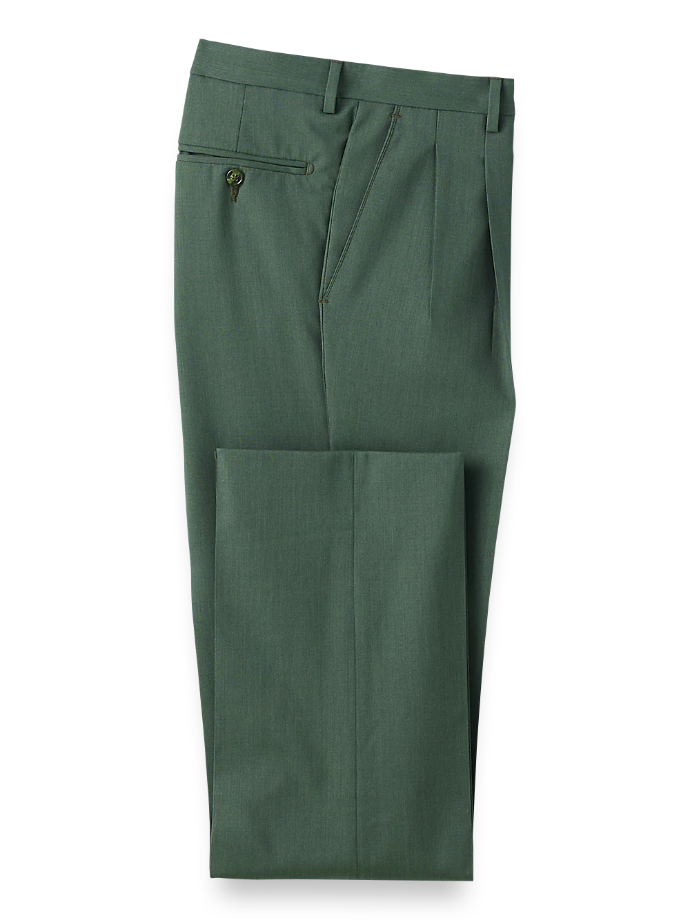 Tropical Weight Wool Pleated Pants - Green