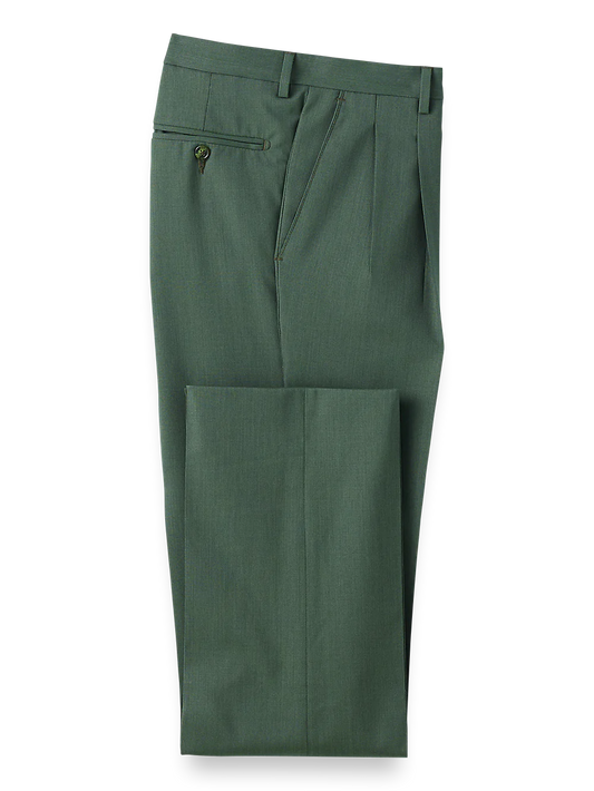 Tropical Weight Wool Pleated Pants - Green