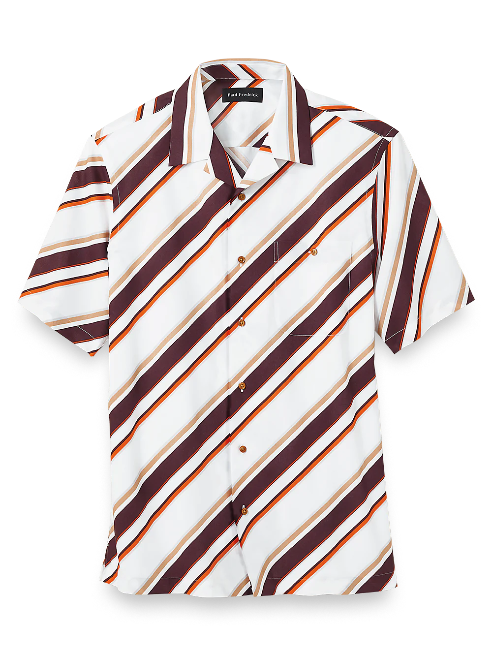 Cotton Diagonal Stripe Print Casual Shirt - White Multi