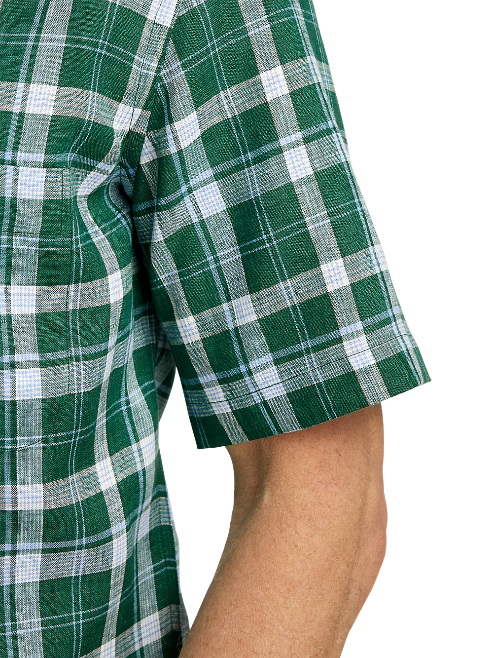 Linen Plaid Casual Shirt - Green/blue