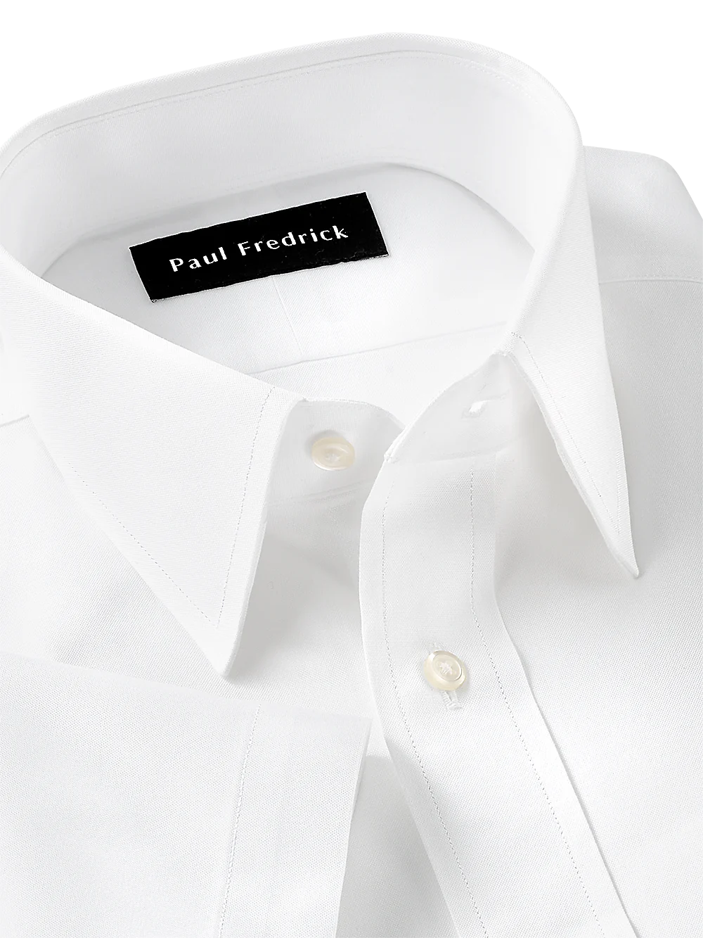 Pure Cotton Pinpoint Solid Color Straight Collar Short Sleeve Dress Shirt - White