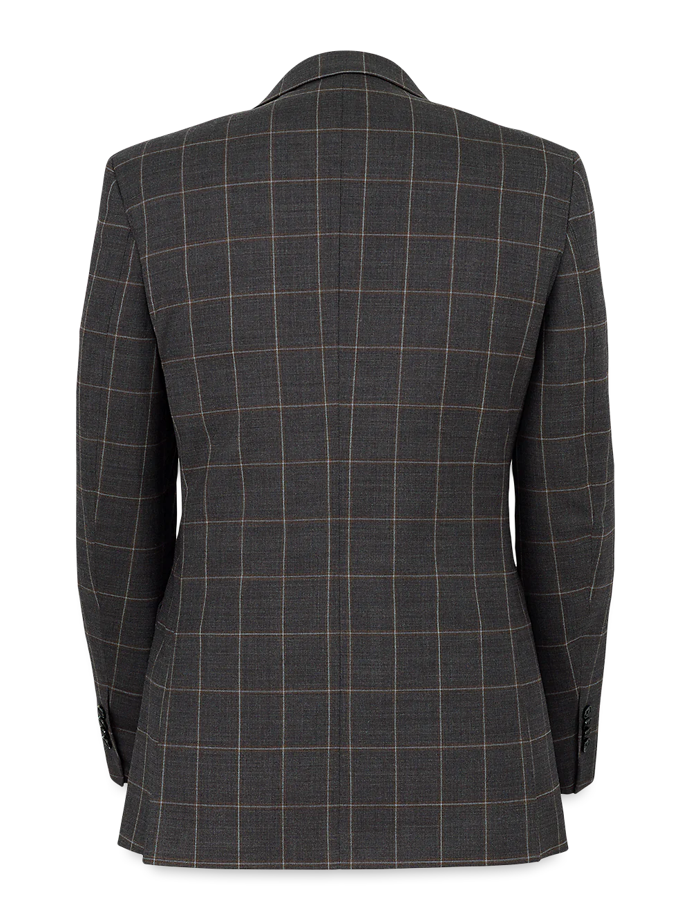 Wool Stretch Windowpane Notch Lapel Suit Jacket - Grey