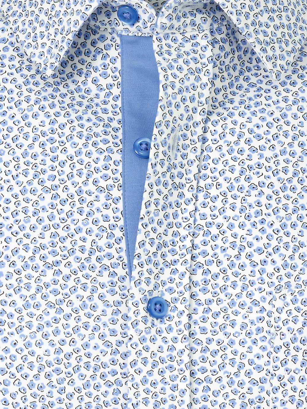 Cotton Button Front Polo - Light Blue/white