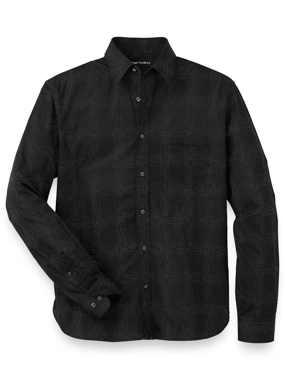 Cotton Check Print Casual Shirt - Black