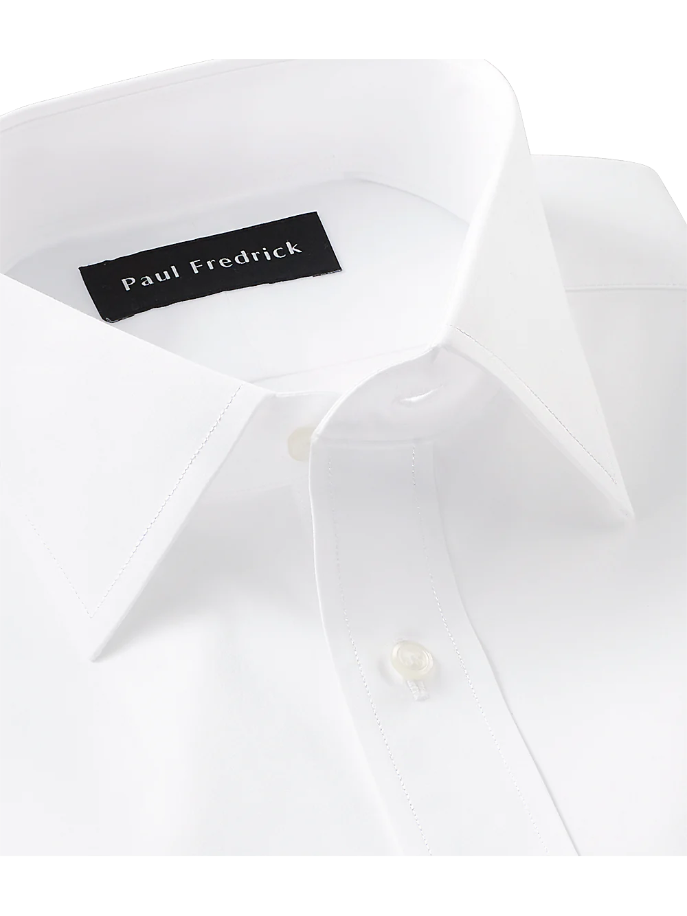 Slim Fit Pure Cotton Broadcloth Solid Color Spread Collar Dress Shirt - White