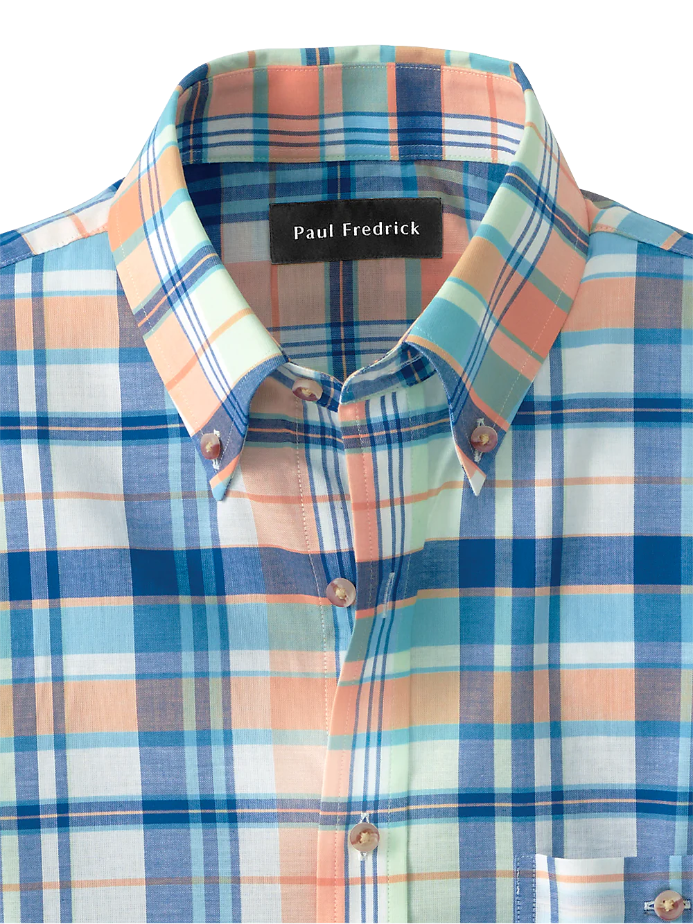 Cotton Madras Plaid Casual Shirt - Orange Multi