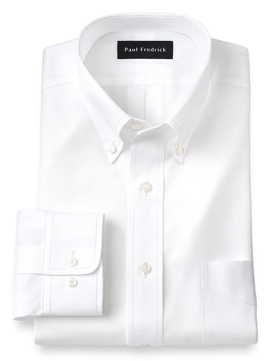 Slim Fit Superfine Egyptian Cotton Solid Color Button Down Collar Dress Shirt - White