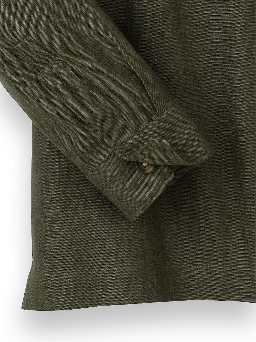 Linen Blend Solid Overshirt - Olive