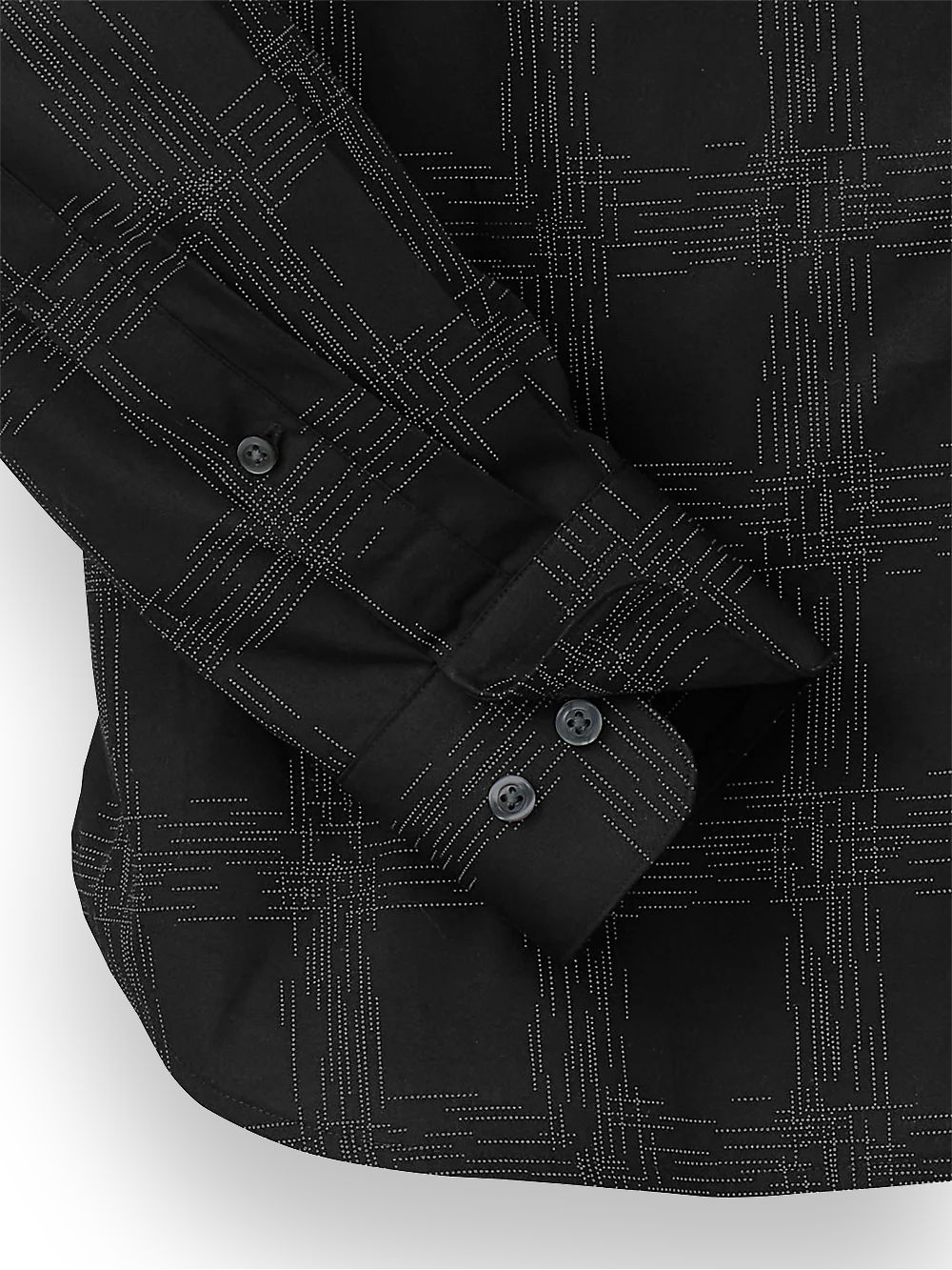 Cotton Check Print Casual Shirt - Black