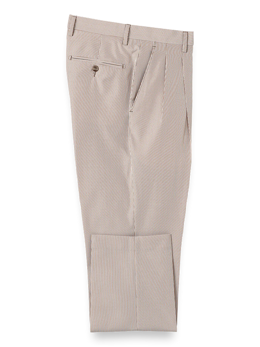 Pinstripe Pleated Pants - Tan Stripe