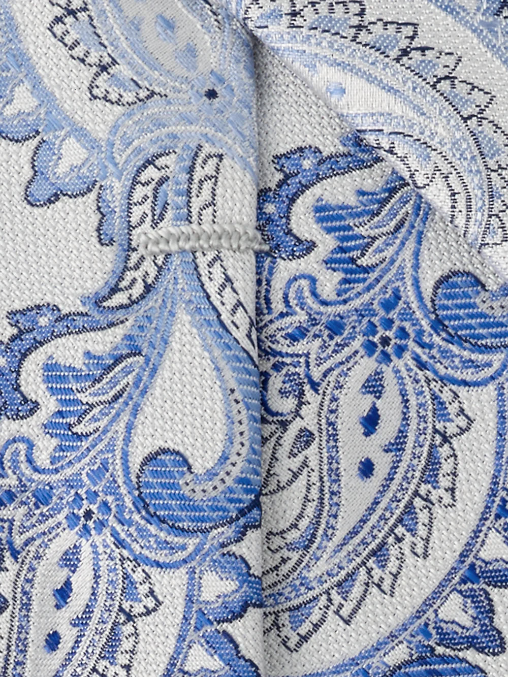 Paisley Woven Silk Tie - White/blue