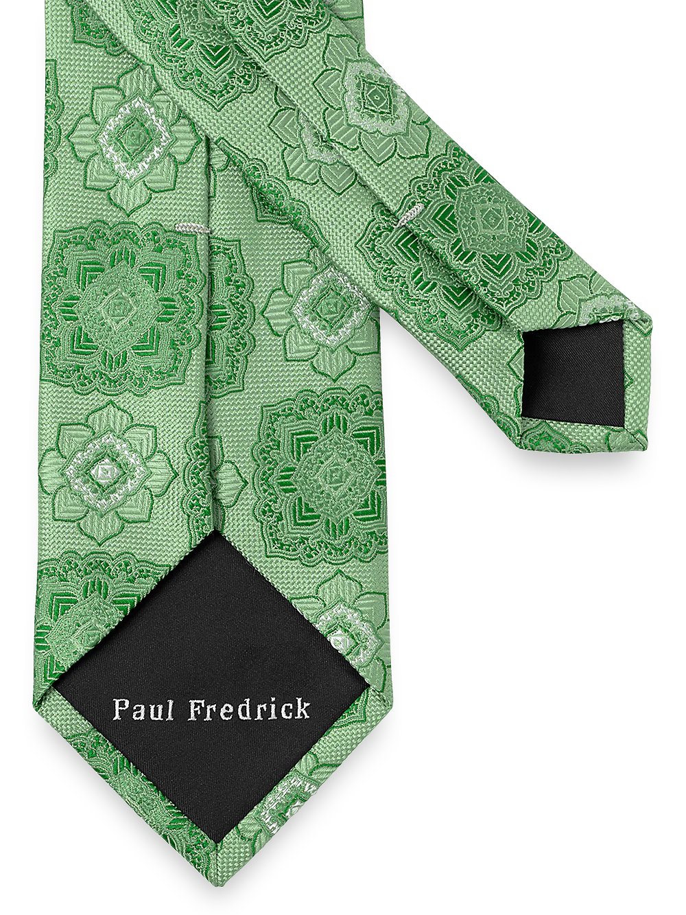 Medallion Woven Silk Tie - Green