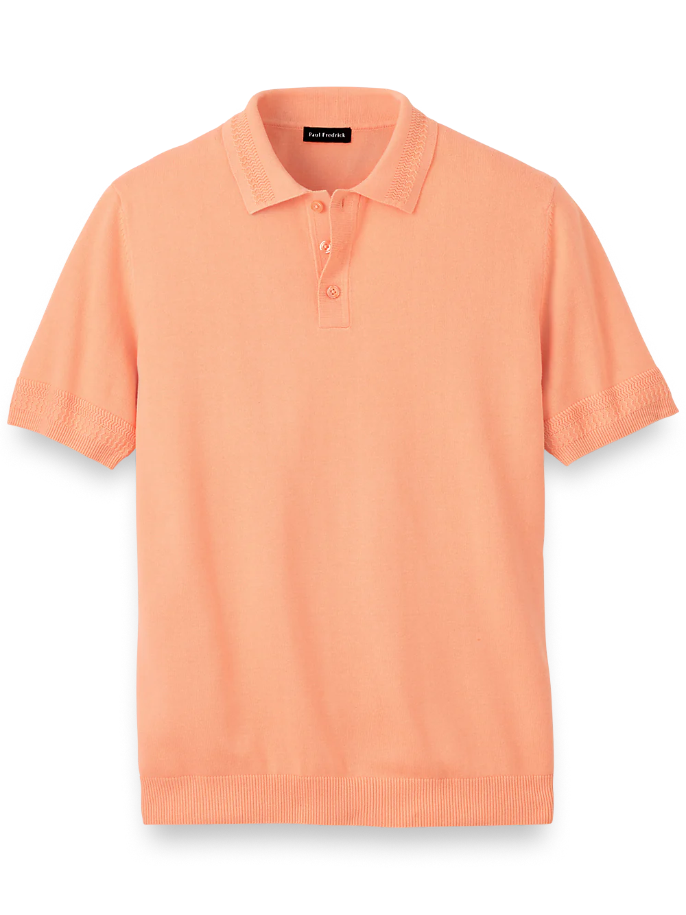 Cotton Three Button Polo - Coral