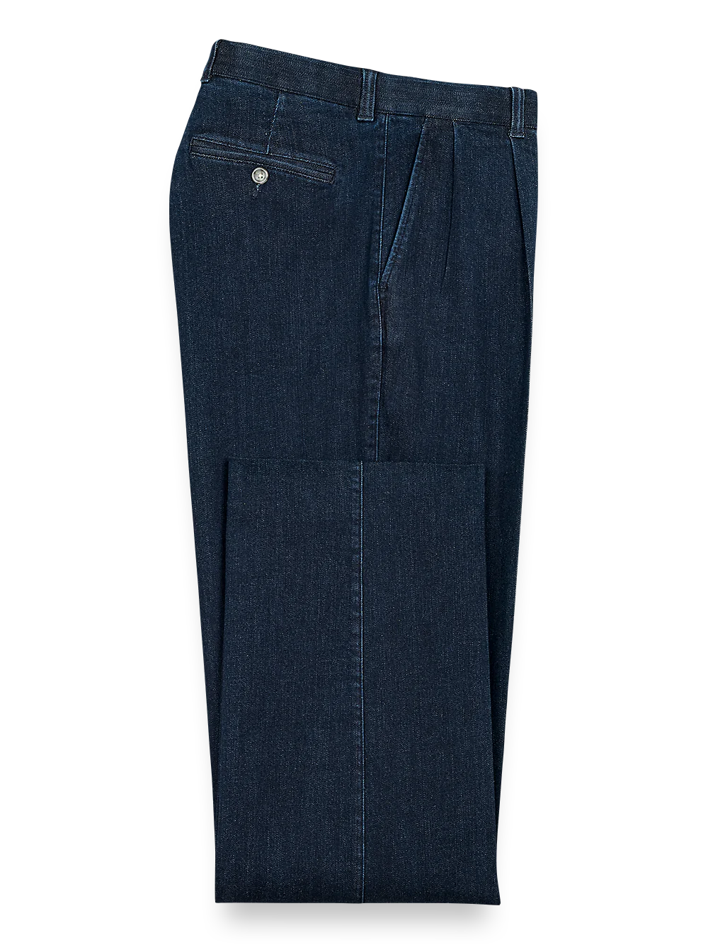 Pleated Denim Pants - Dark Blue