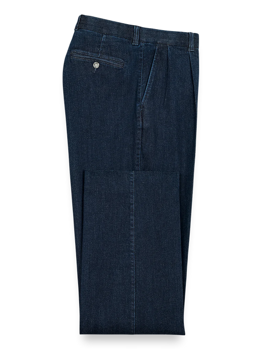 Pleated Denim Pants - Dark Blue