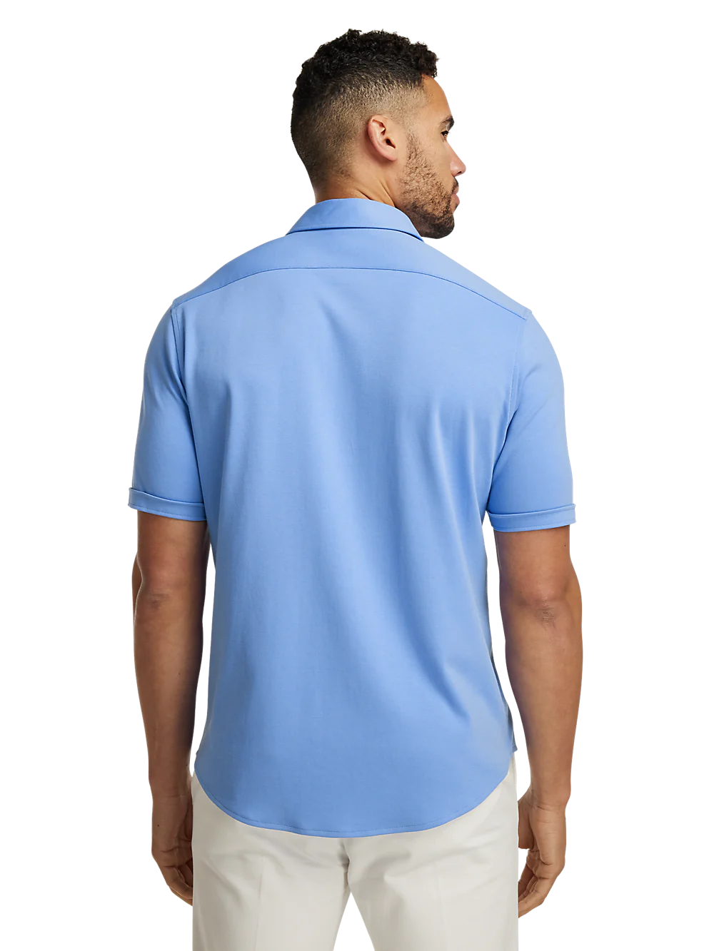 Cotton Button Front Polo - Light Blue