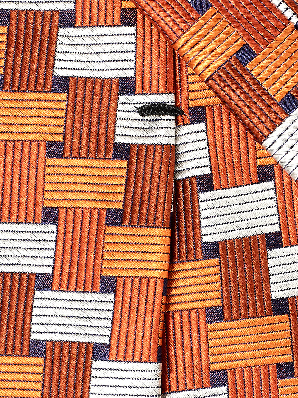 Basketweave Woven Silk Tie - Orange Multi