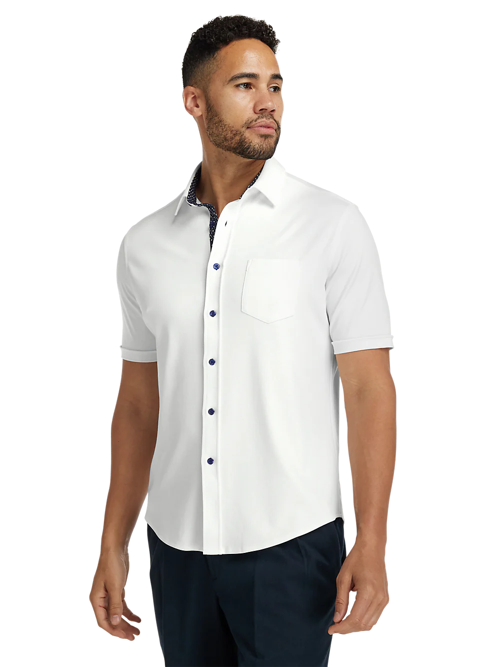 Cotton Button Front Polo - White