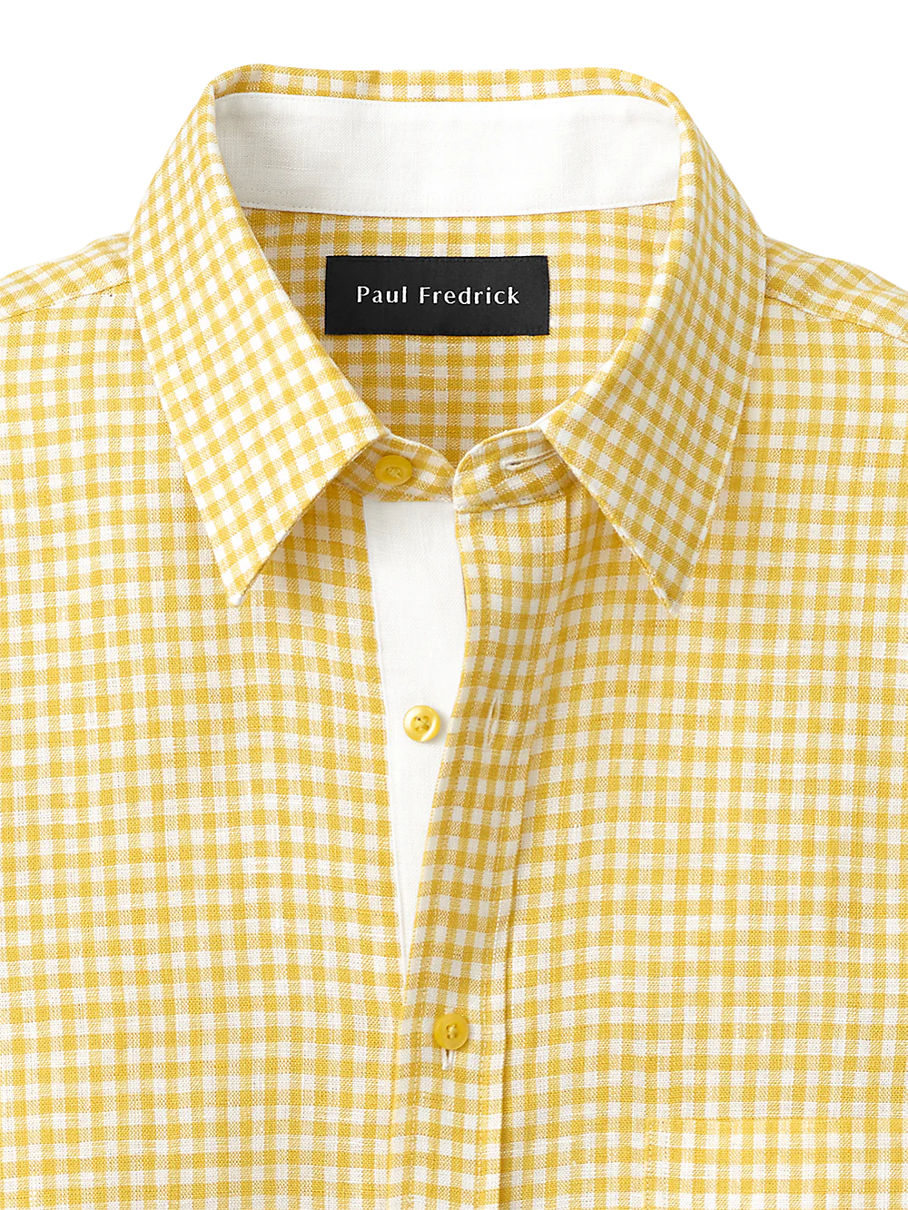 Linen Gingham Check Casual Shirt - Yellow