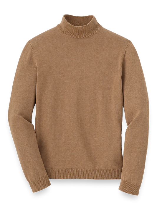 Supima Cotton Mock Neck Sweater - Camel