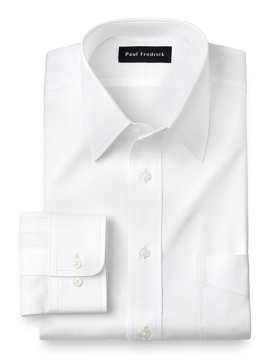 Superfine Egyptian Cotton Solid Color Straight Collar Dress Shirt - White