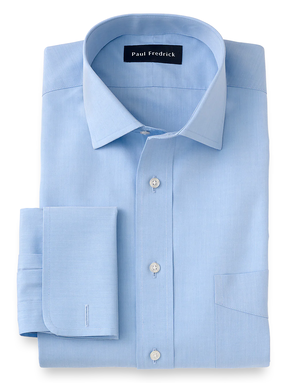 Slim Fit Supima Non-Iron Cotton Spread Collar French Cuff Dress Shirt - Blue