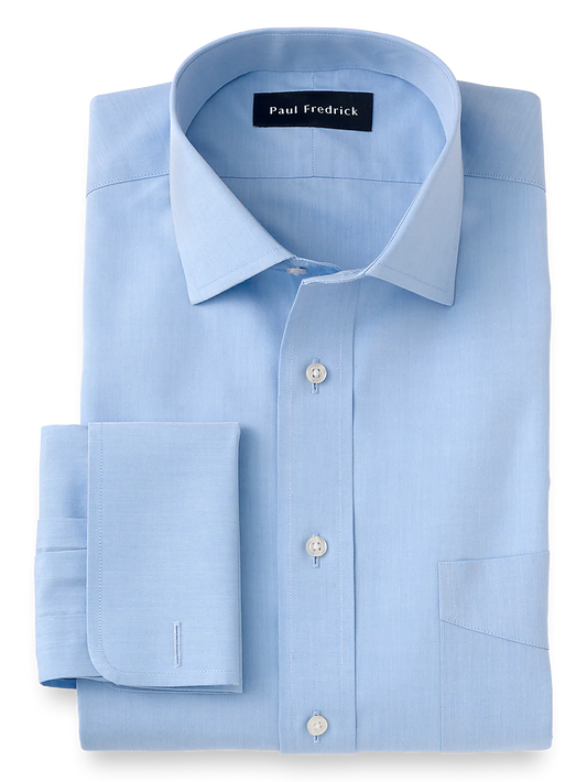 Slim Fit Supima Non-Iron Cotton Spread Collar French Cuff Dress Shirt - Blue