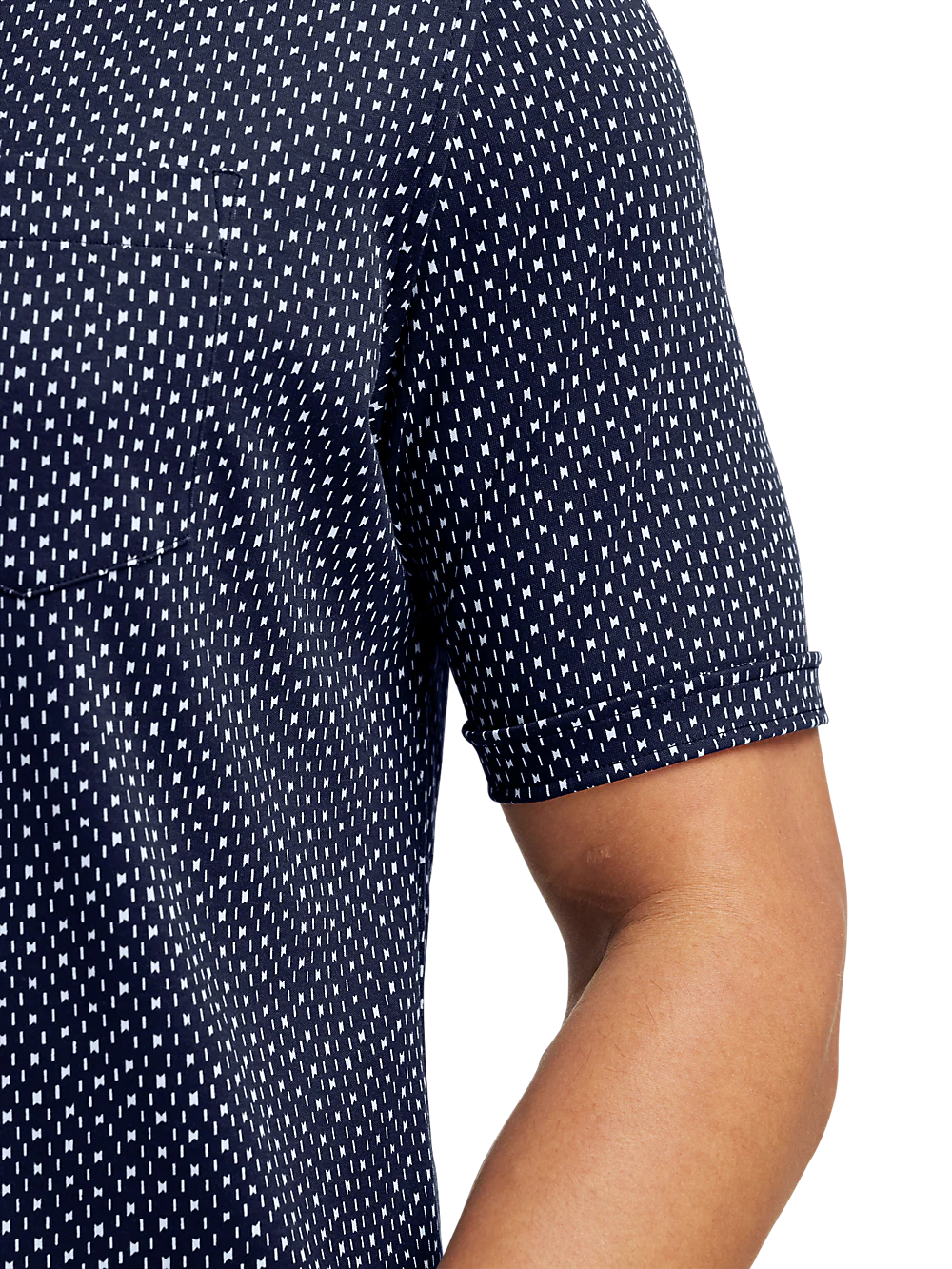 Cotton Button Front Polo - Navy/white