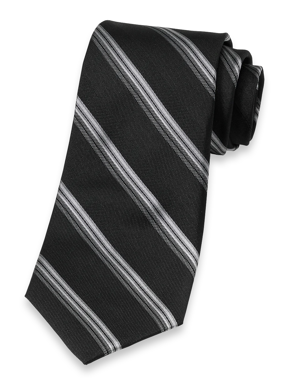 Stripe Woven Silk Tie - Black