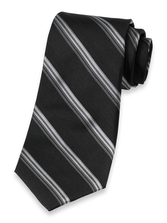 Stripe Woven Silk Tie - Black