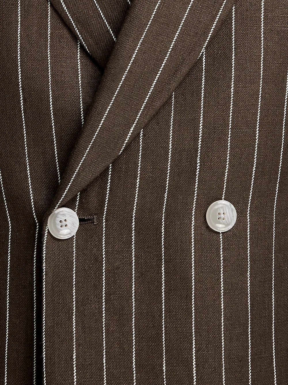 Linen Pinstripe Double Breasted Peak Lapel Suit Jacket - Dark Brown