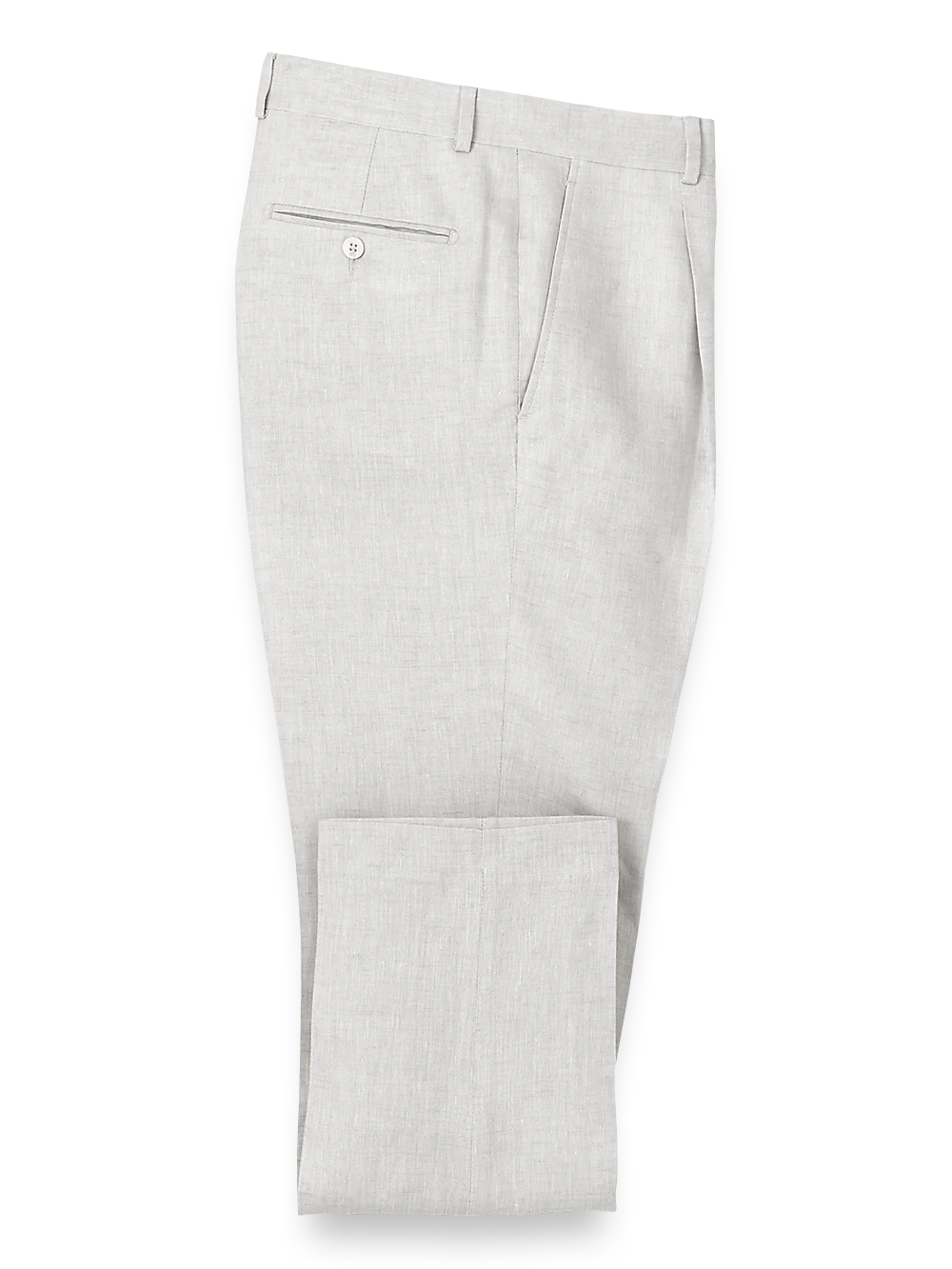 Linen Chambray Twill Single Pleat Pants - Ivory