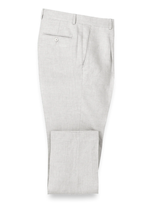 Linen Chambray Twill Single Pleat Pants - Ivory