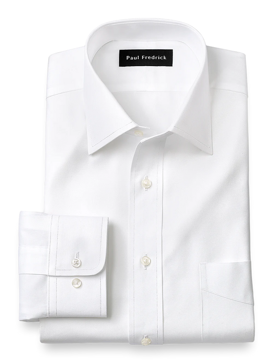 Superfine Egyptian Cotton Solid Color Spread Collar Dress Shirt - White