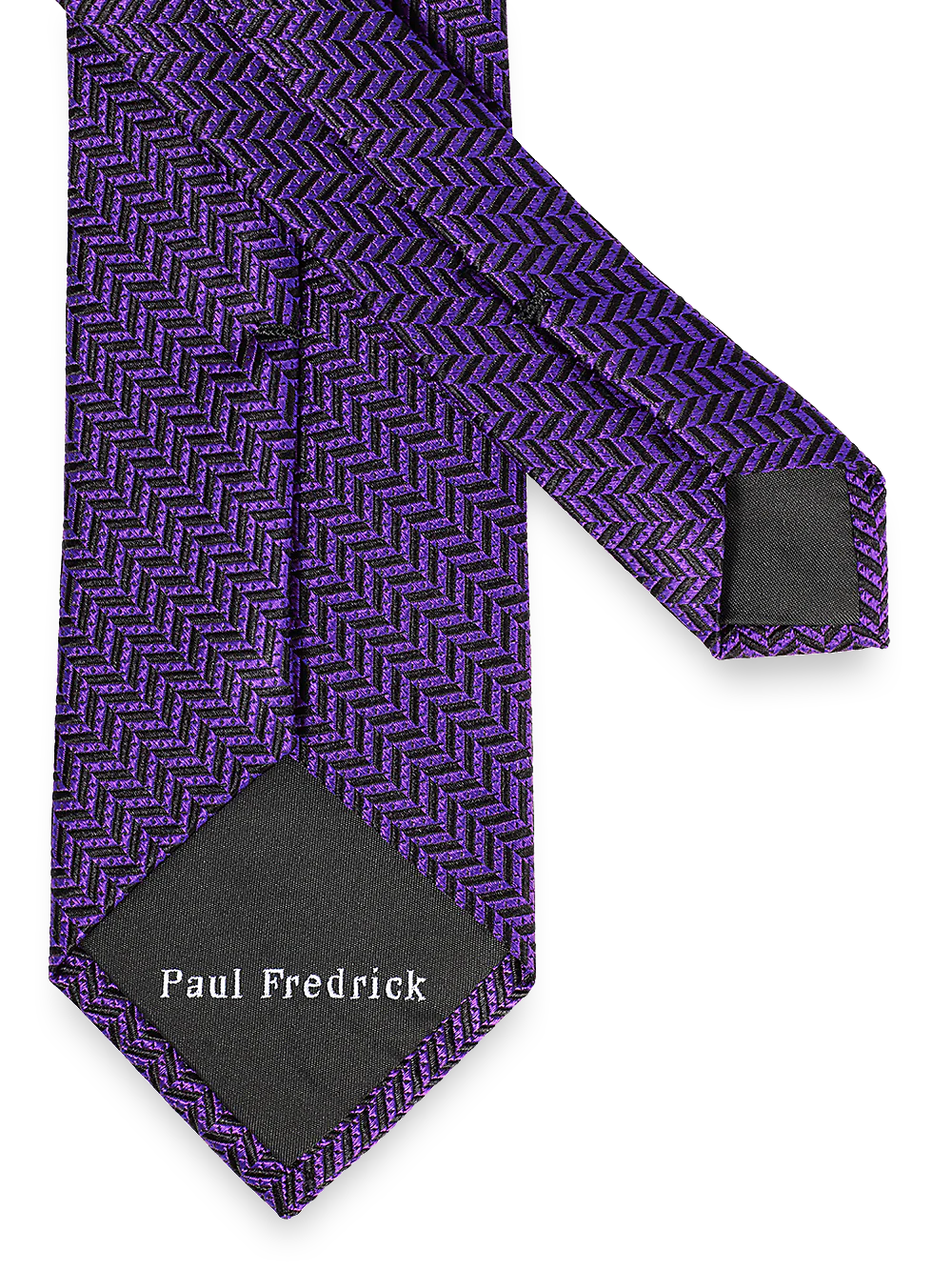 Herringbone Woven Silk Tie - Purple